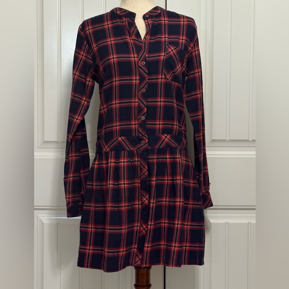 NWT Current/Elliot Plaid Drop Waist Button-Up Dress​
